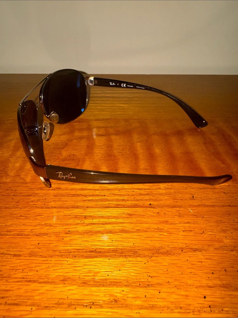Ray-Ban Black/Silver Frame Sunglasses with Black Lenses with original case